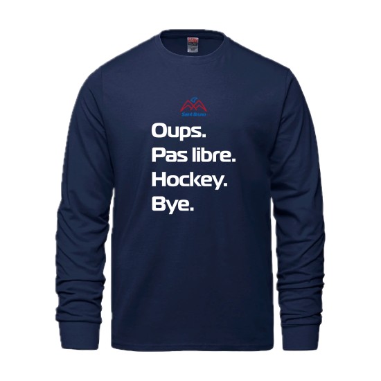 Chandail manche longue, texte hockey adulte